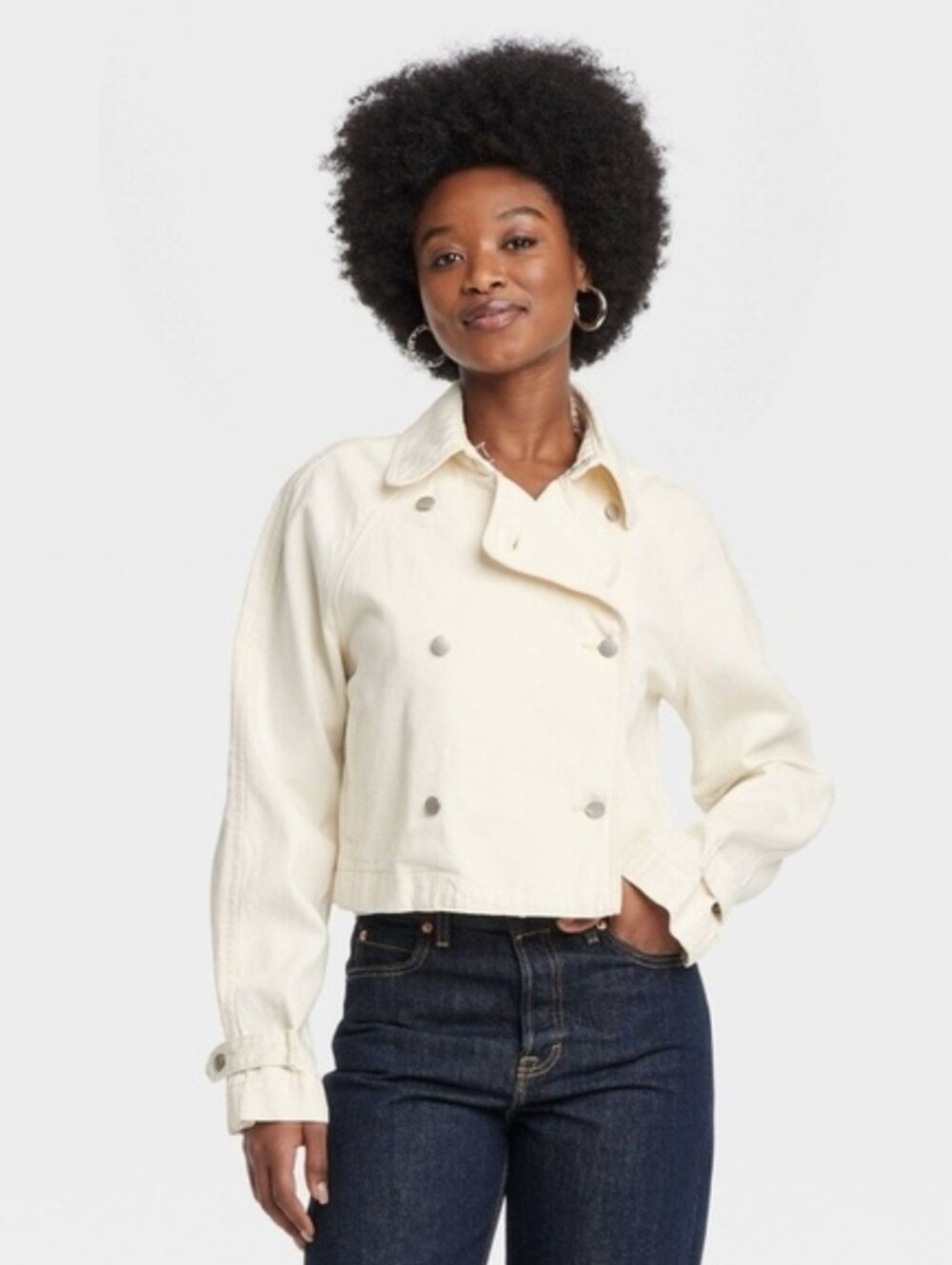 NWT Universal Thread Cream Cropped Double-Breasted Pea Coat